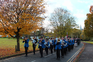 Godalming Band leading the Remembrance Sunday march (photo courtesy of Dave King)